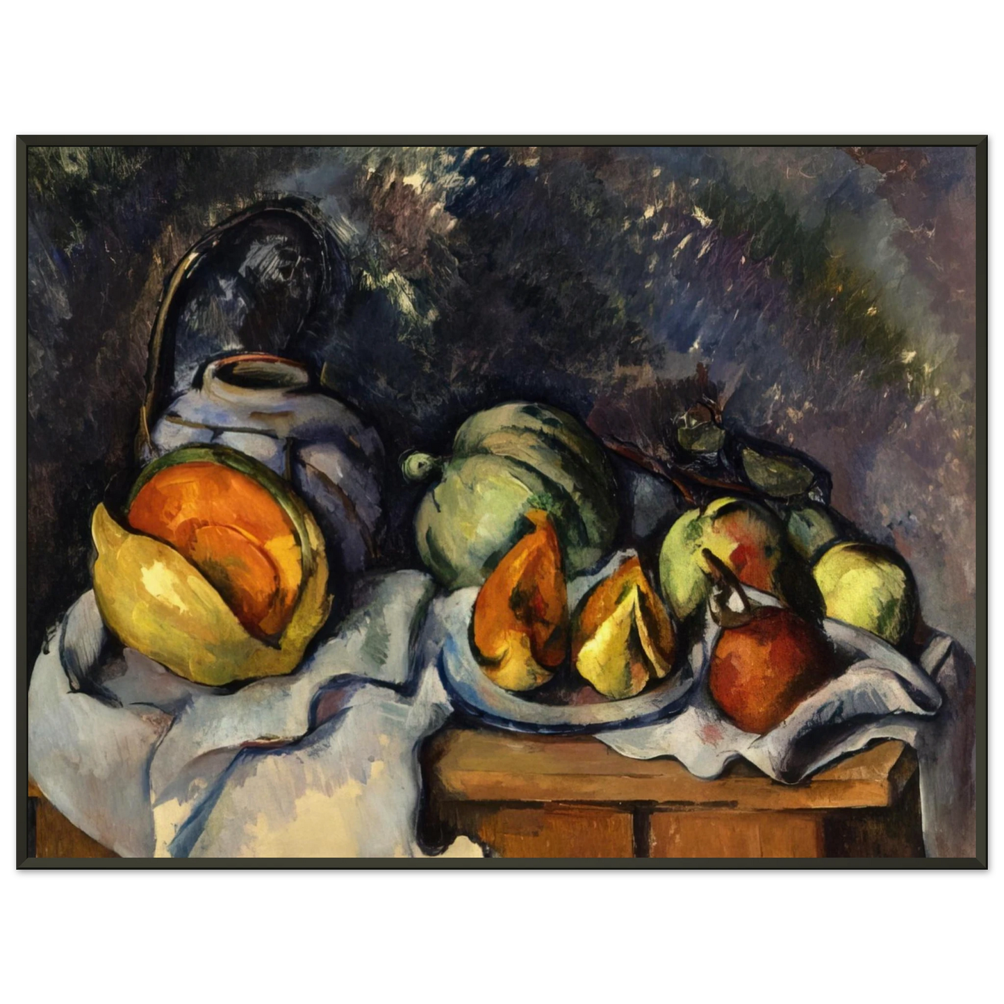 Paul Cezanne  Still Life with Fruit and a Ginger Pot Framed Art Print  - Aluminum Frame - 40x50 cm / 16x20 inches