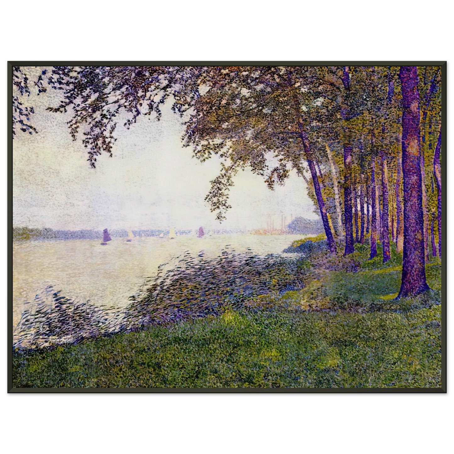 Theo van Rysselberghe  THE SCHELDE UPSTREAM FROM ANTWERP AFTER FOG 1892 Framed Art Print  - Aluminum Frame - 70x100 cm / 28x40 inches