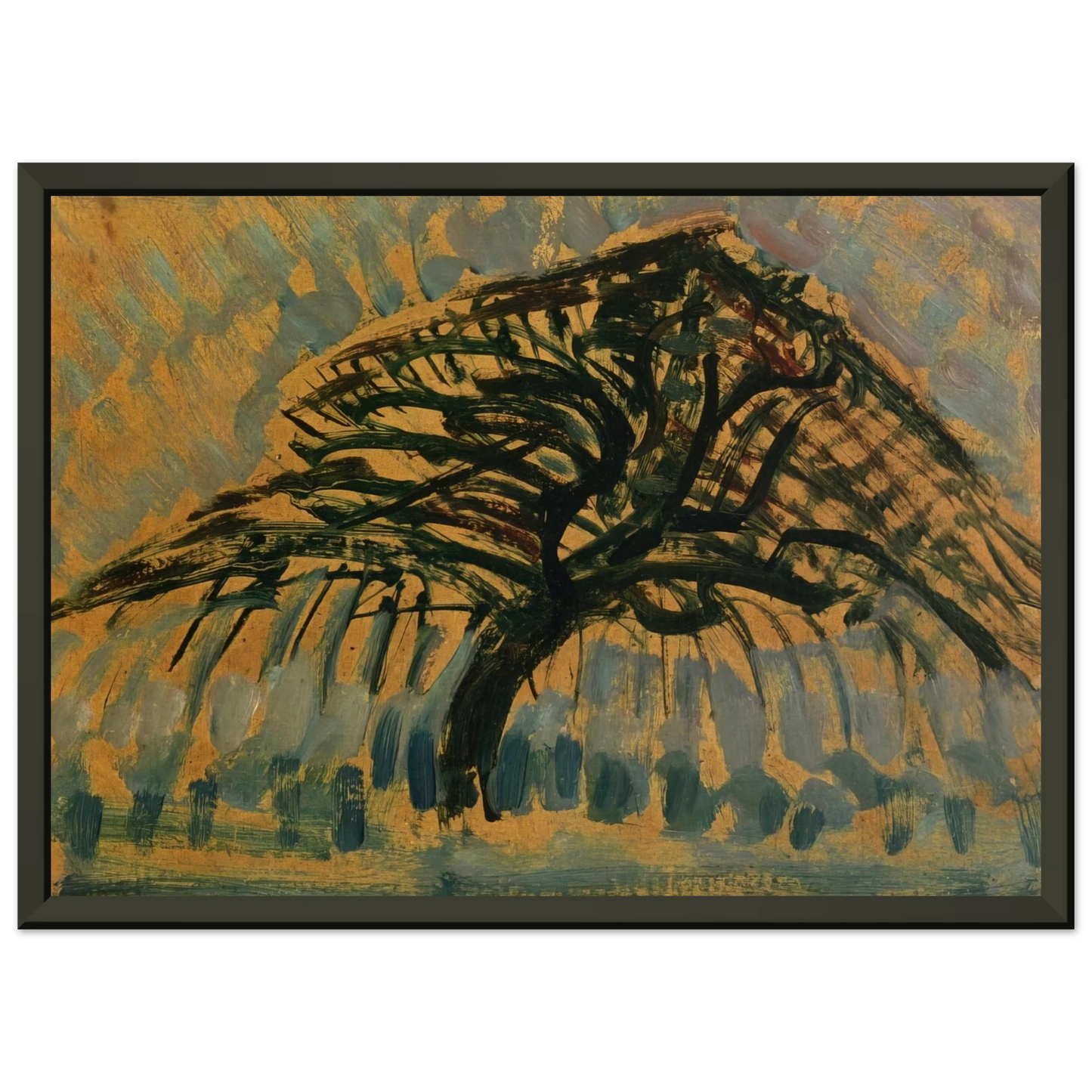 Piet Mondrian  Study for Blue Apple Tree Series Framed Art Print  - Aluminum Frame - 40x50 cm / 16x20 inches