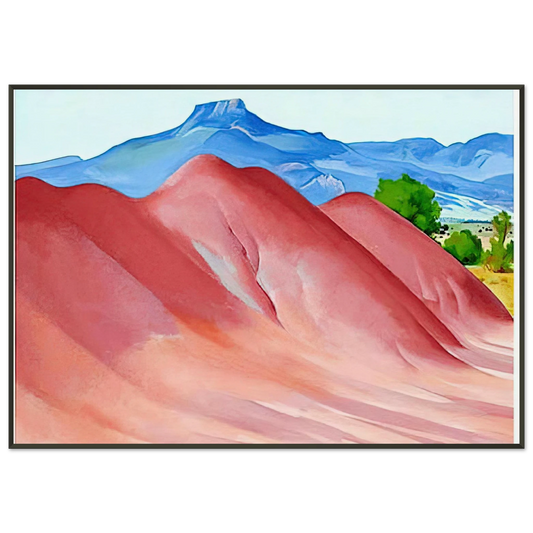 Georgia OKeeffe  Red Hills and Pedernal Framed Art Print  - Aluminum Frame - 21x29.7 cm / 8x12"