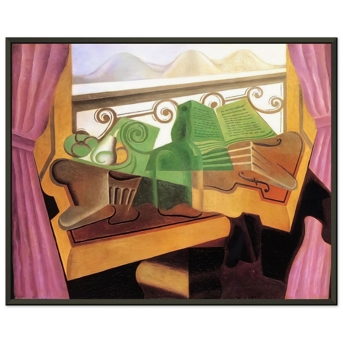 Juan Gris  OPEN WINDOW WITH HILLS 1923 Framed Art Print  - Aluminum Frame - 60x80 cm / 24x32 inches