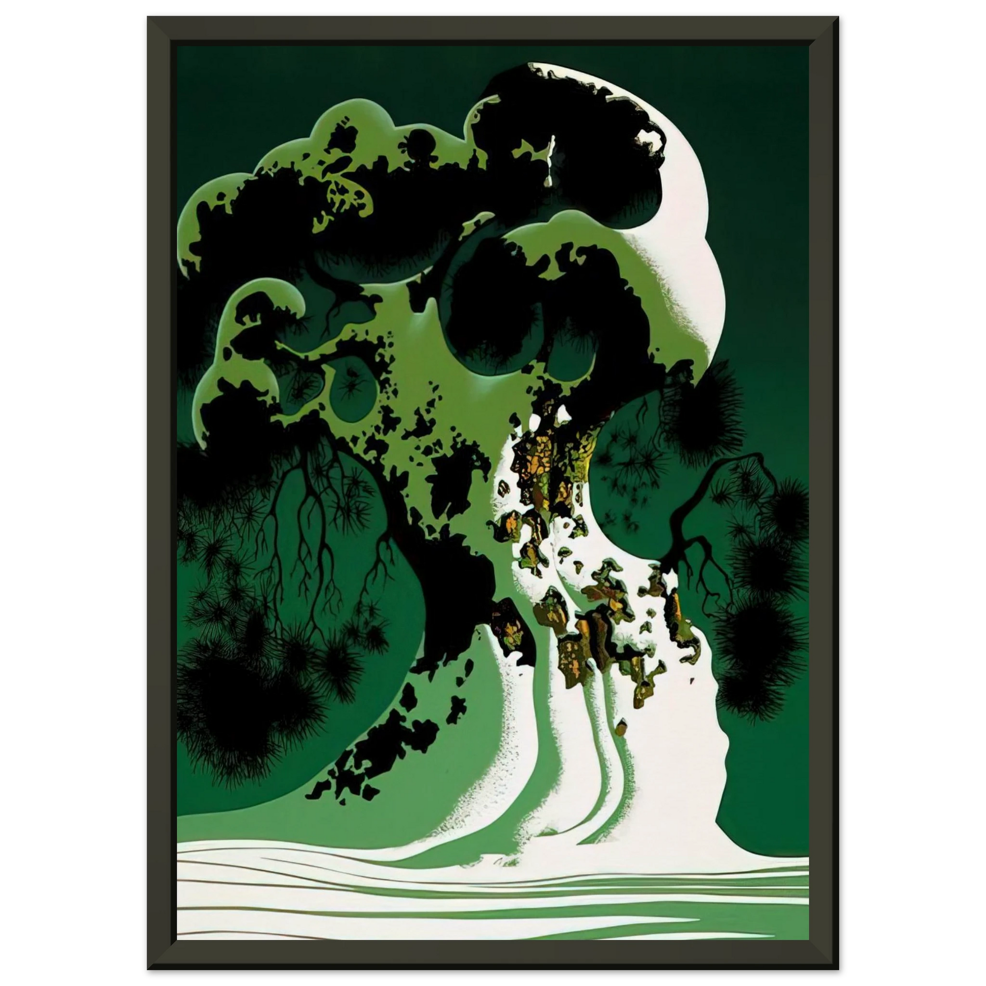 Eyvind Earle  Snow Covered Bonsai Framed Art Print  - Aluminum Frame - 60x80 cm / 24x32 inches