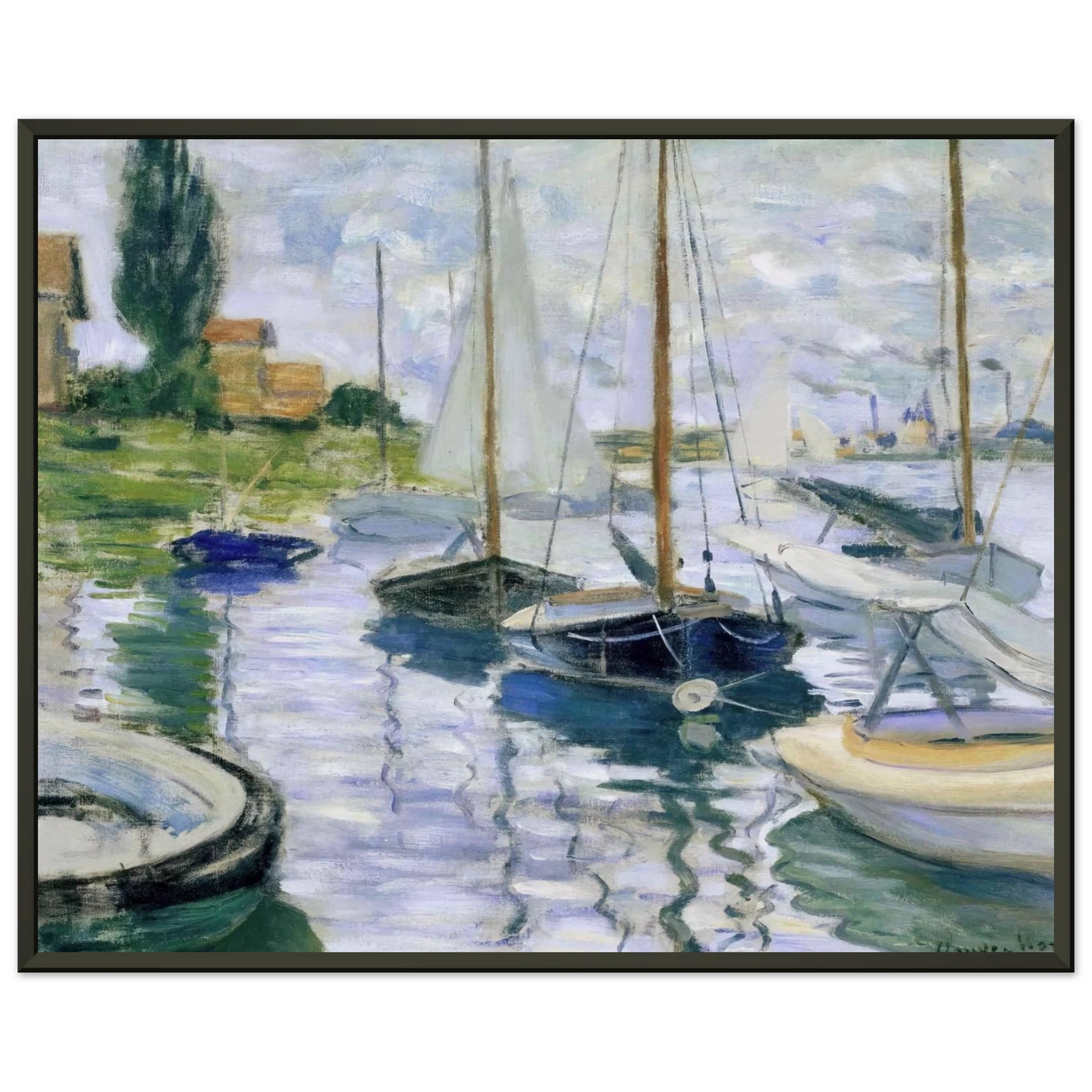claude monet  Boats at rest at PetitGennevilliers Framed Art Print  - Aluminum Frame - 60x80 cm / 24x32 inches