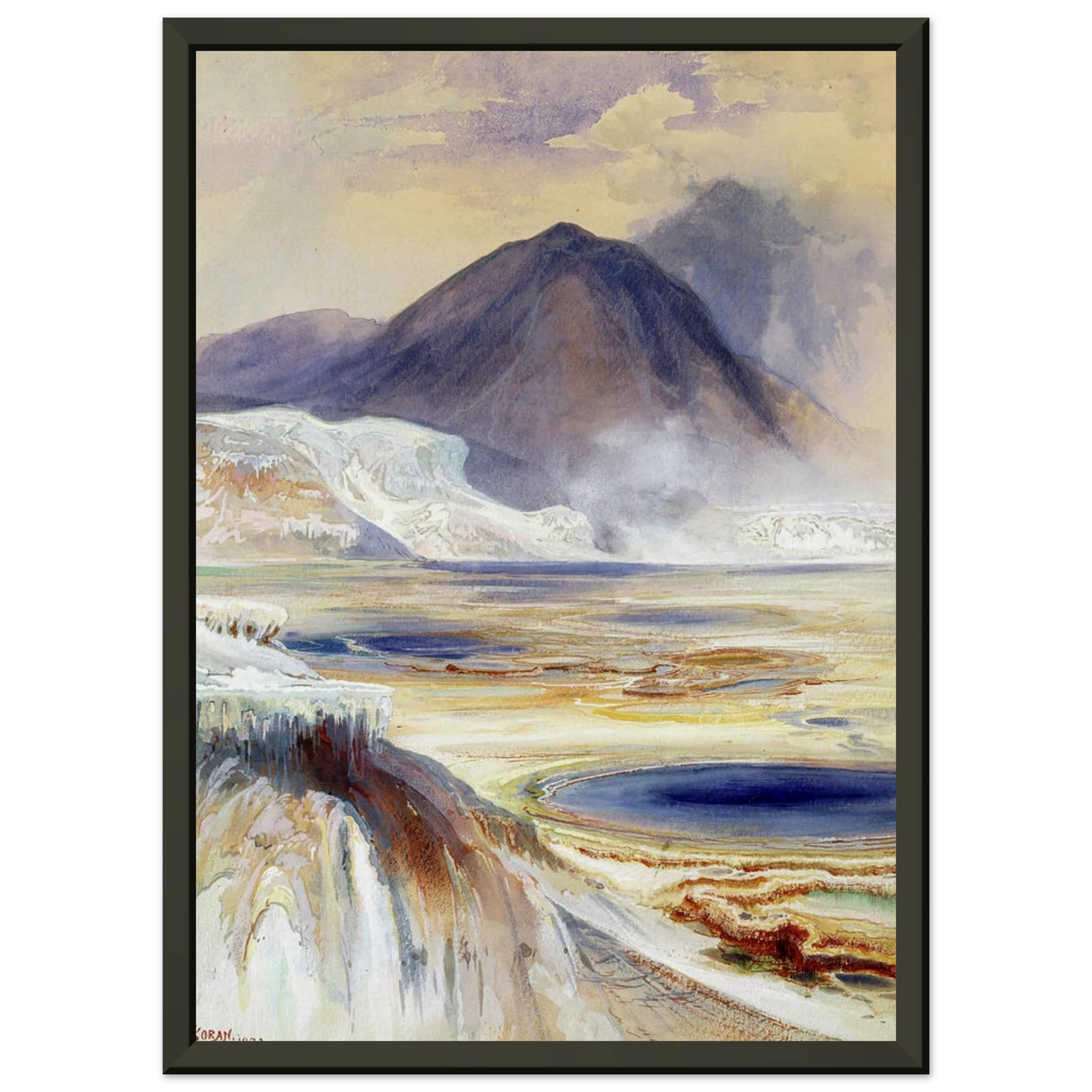Thomas Moran  Mammoth Hot Springs Yellowstone Framed Art Print  - Aluminum Frame - 40x50 cm / 16x20 inches
