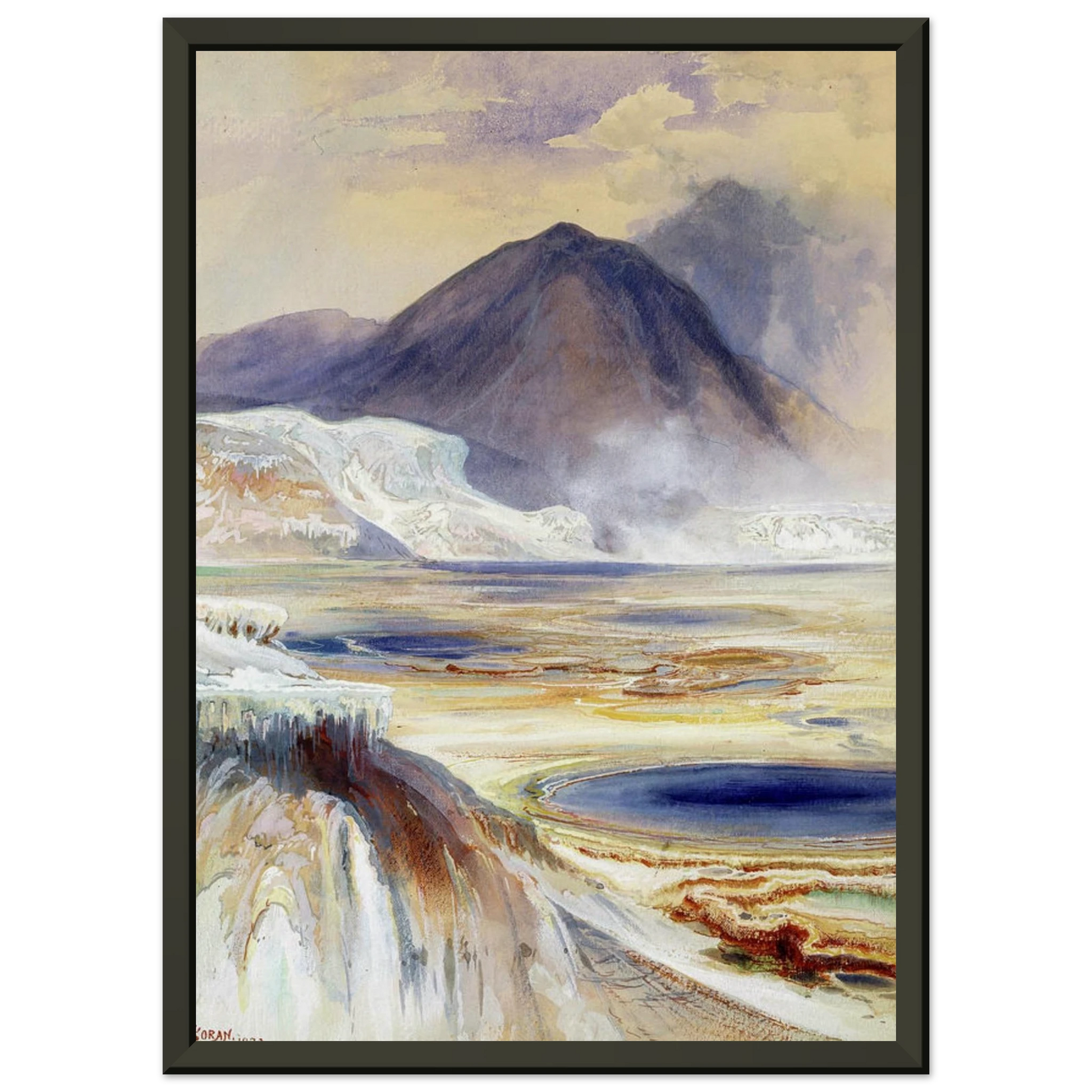 Thomas Moran  Mammoth Hot Springs Yellowstone Framed Art Print  - Aluminum Frame - 40x50 cm / 16x20 inches