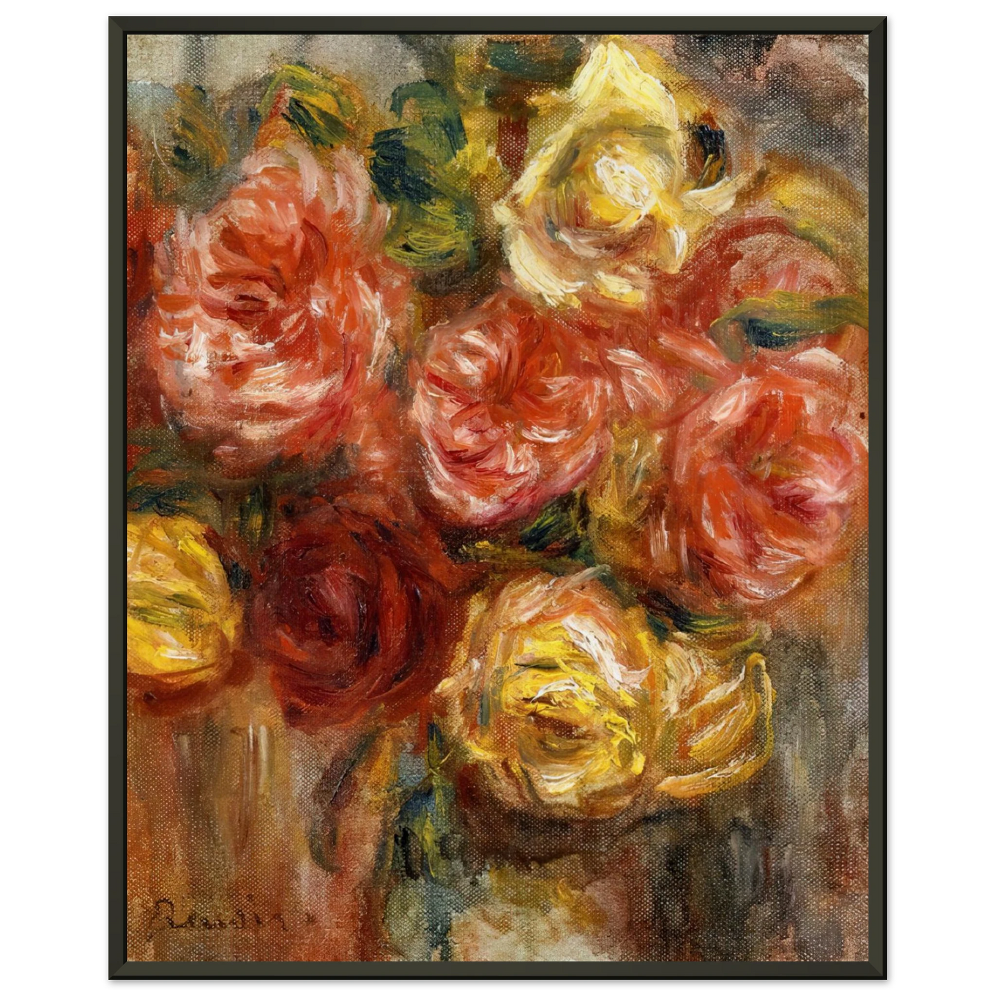 PierreAuguste Renoir  Bouquet of Roses in a Vase Framed Art Print  - Aluminum Frame - 60x80 cm / 24x32 inches