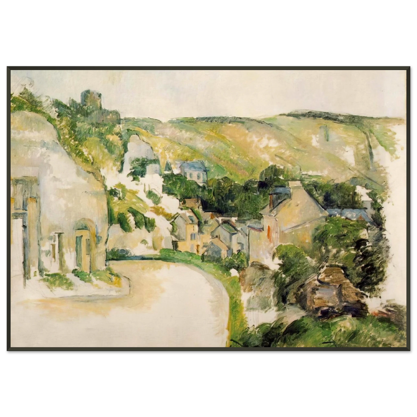 Paul Cezanne  A Turn in the Road at La RocheGuyon Framed Art Print  - Aluminum Frame - 21x29.7 cm / 8x12"