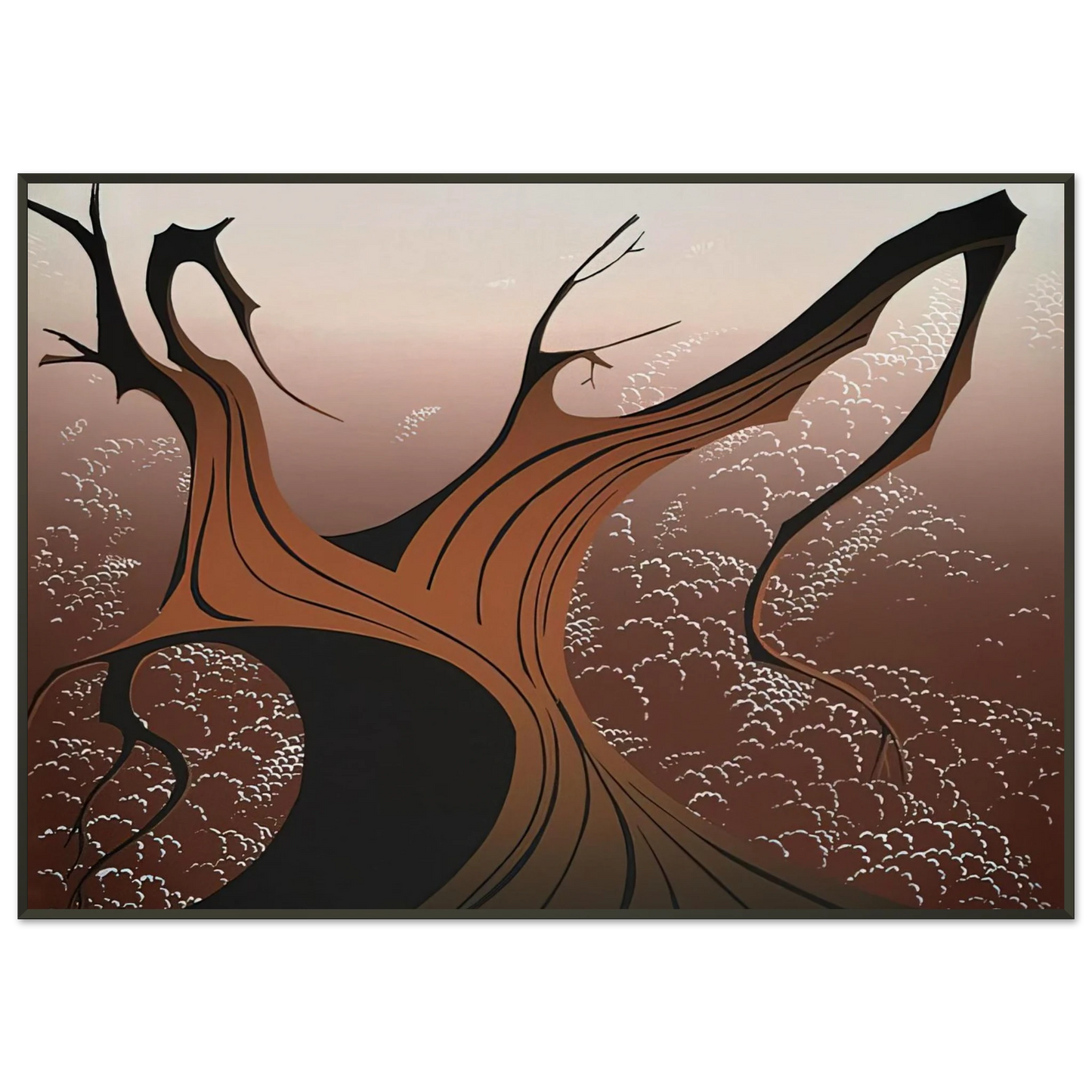 Eyvind Earle  Brown Tree Framed Art Print  - Aluminum Frame - 21x29.7 cm / 8x12"