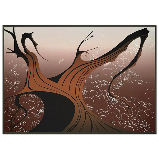 Eyvind Earle  Brown Tree Framed Art Print  - Aluminum Frame - 21x29.7 cm / 8x12"