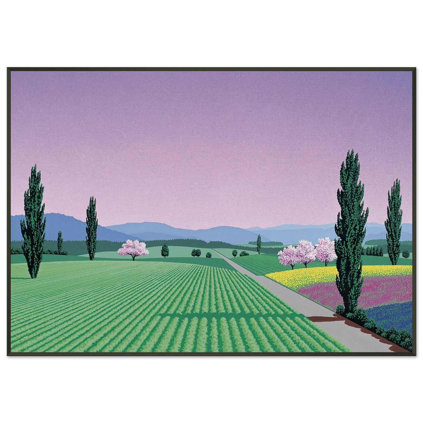 Hiroshi Nagai  Farmlands Framed Art Print  - Aluminum Frame - 21x29.7 cm / 8x12"