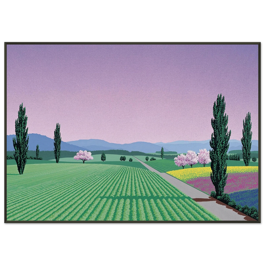 Hiroshi Nagai  Farmlands Framed Art Print  - Aluminum Frame - 21x29.7 cm / 8x12"
