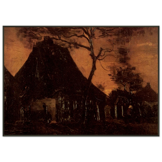 Vincent van Gogh  Cottage with Trees Framed Art Print  - Aluminum Frame - 21x29.7 cm / 8x12"