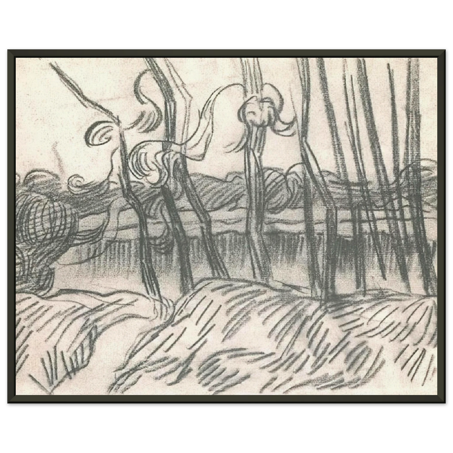 Vincent van Gogh  A Row of Bare Trees Framed Art Print  - Aluminum Frame - 70x100 cm / 28x40 inches