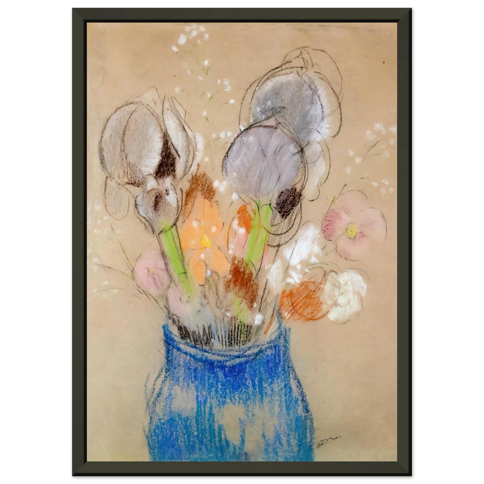 Odilon Redon  BOUQUET OF FLOWERS 4 Framed Art Print  - Aluminum Frame - 40x50 cm / 16x20 inches