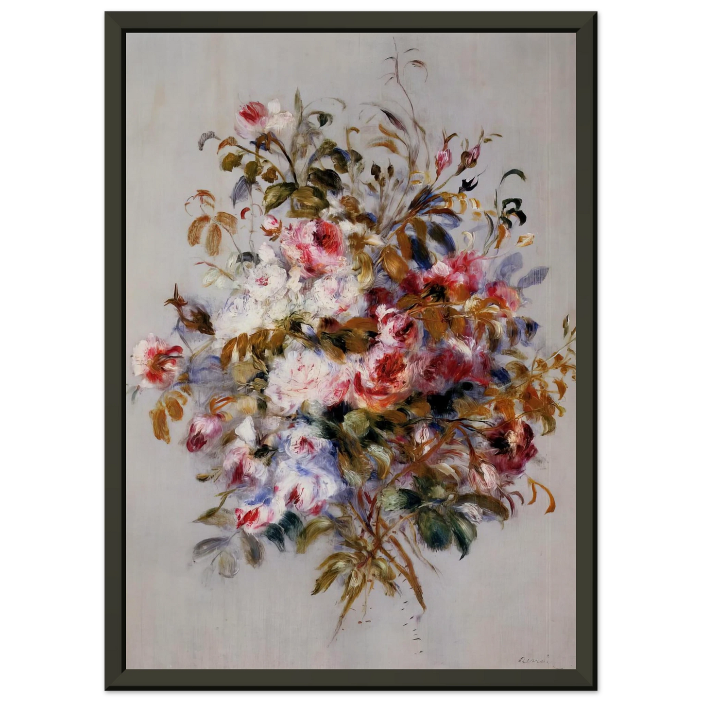PierreAuguste Renoir  A Bouquet of Roses Framed Art Print  - Aluminum Frame - 60x80 cm / 24x32 inches