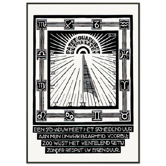 MC Escher  SUNDIAL XXIV EMBLEMATA REJECTED PLATE 1931 Framed Art Print  - Aluminum Frame - 21x29.7 cm / 8x12"