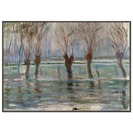 claude monet  Flood Waters Framed Art Print  - Aluminum Frame - 21x29.7 cm / 8x12"