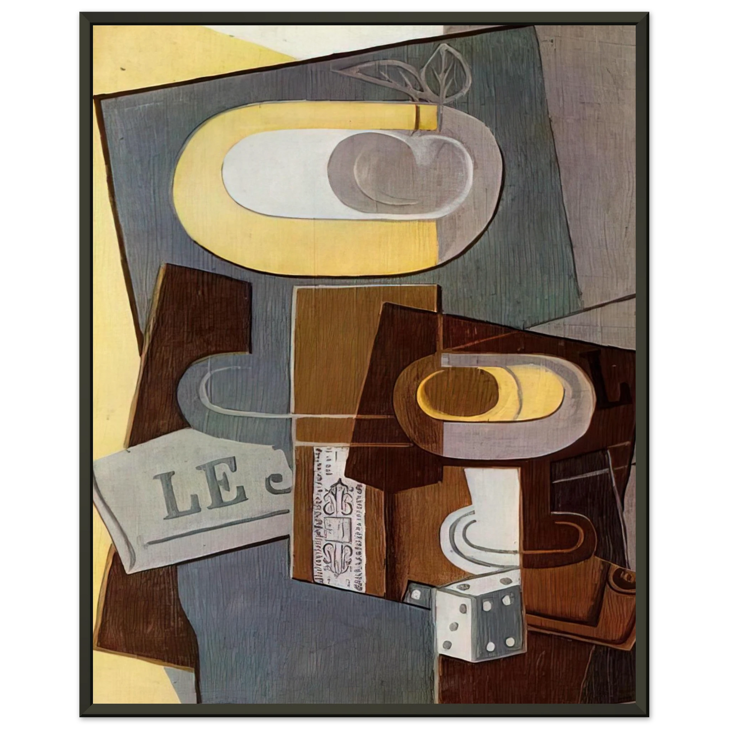 Juan Gris  THE DICE 1922 Framed Art Print  - Aluminum Frame - 60x80 cm / 24x32 inches