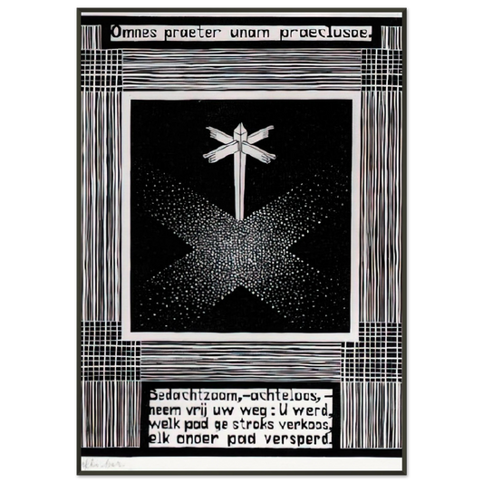 MC Escher  EMBLEMATA SIGNPOST Framed Art Print  - Aluminum Frame - 21x29.7 cm / 8x12"