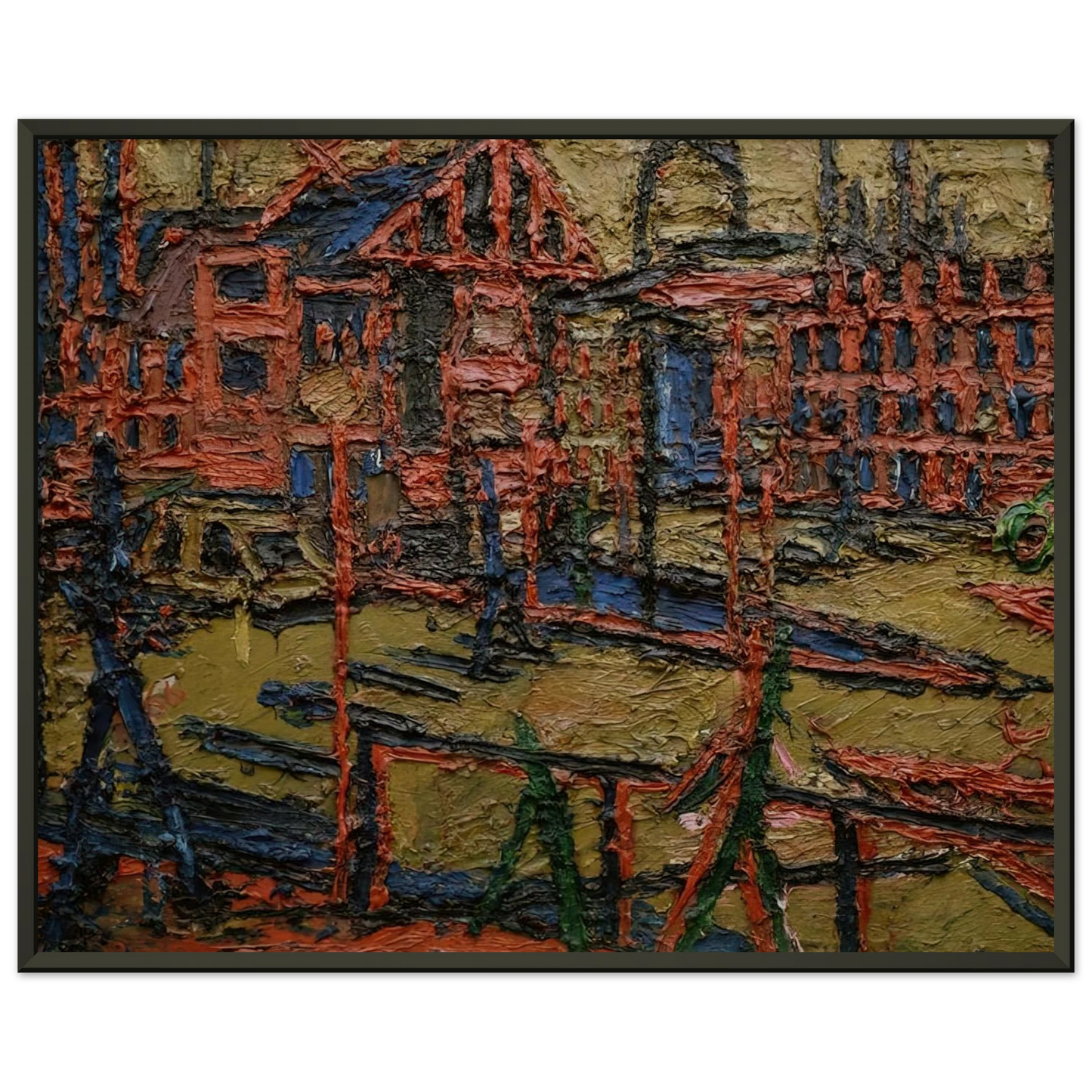 Frank Auerbach  BEHIND CAMDEN TOWN STATION SUMMER EVENING Framed Art Print  - Aluminum Frame - 40x50 cm / 16x20 inches
