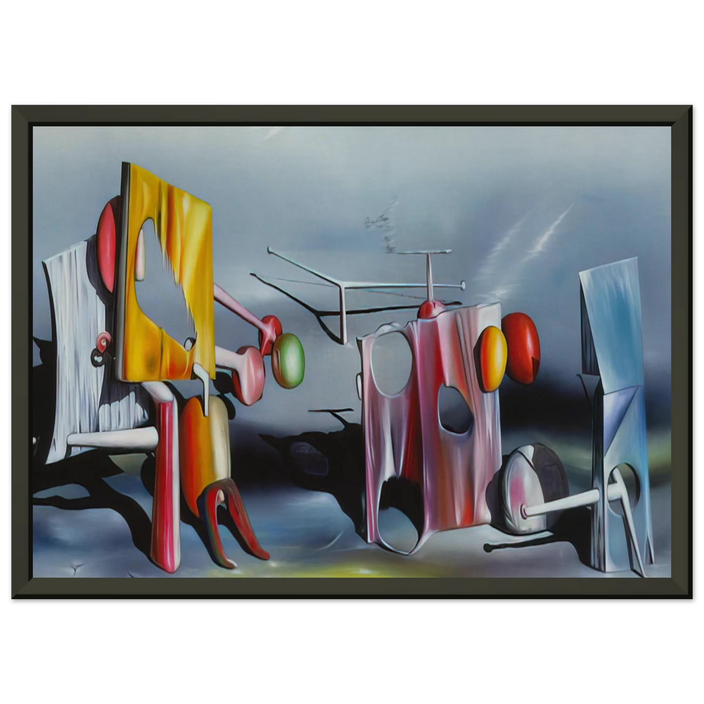 Yves Tanguy  Reply to Red Framed Art Print  - Aluminum Frame - 70x100 cm / 28x40 inches