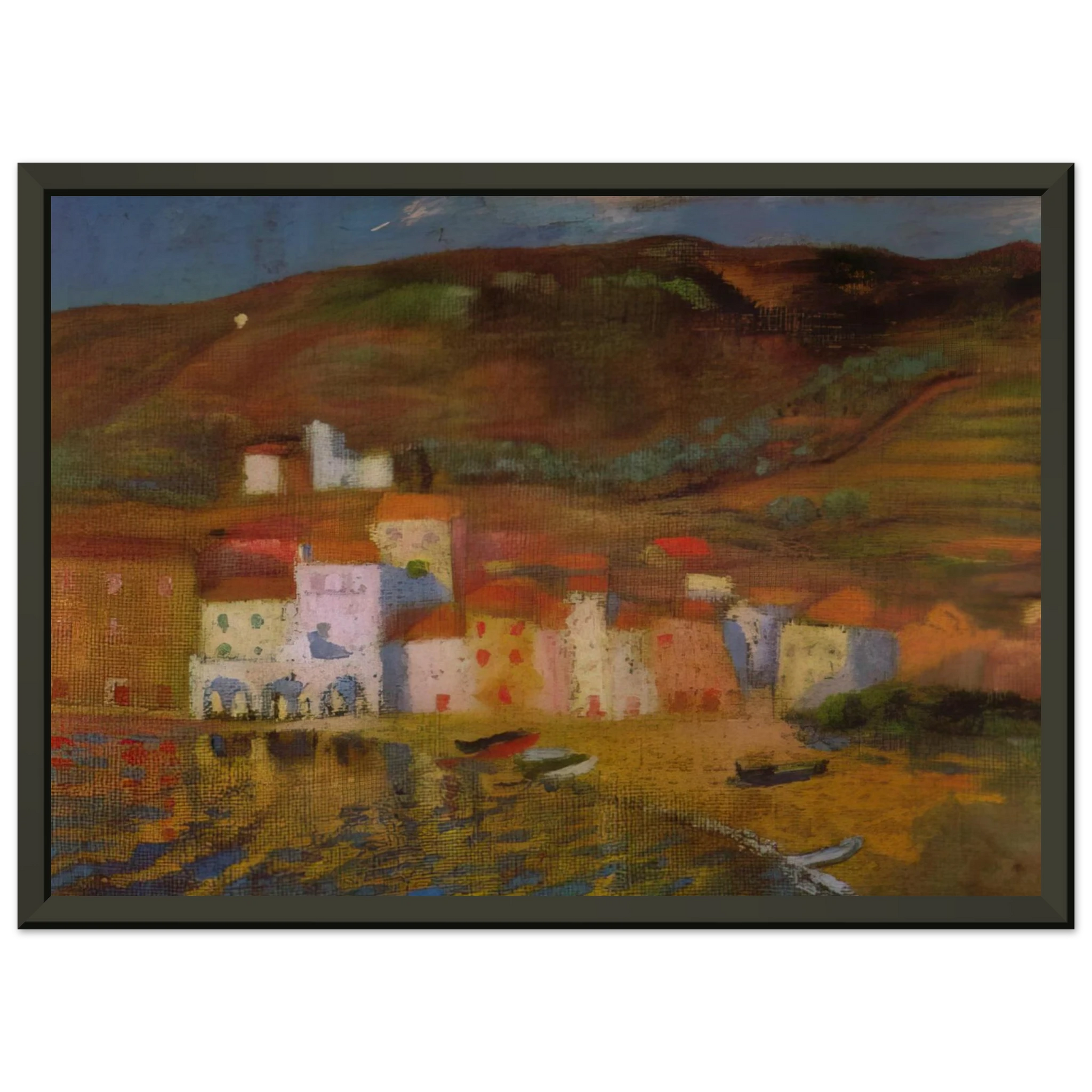 Salvador Dali  PORTDOGUE AND MOUNT PANI FROM AYUNTAMIENTO Framed Art Print  - Aluminum Frame - 40x50 cm / 16x20 inches