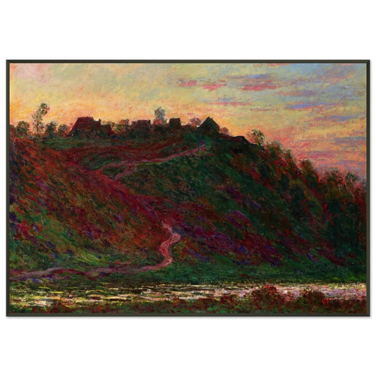 claude monet  The Village of La RocheBlond Sunset Framed Art Print  - Aluminum Frame - 21x29.7 cm / 8x12"