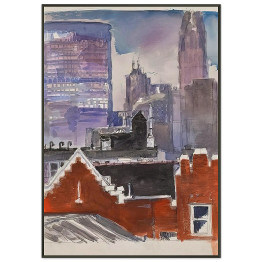 Paul Thek  Untitled cityscape  1986 Framed Art Print  - Aluminum Frame - 21x29.7 cm / 8x12"