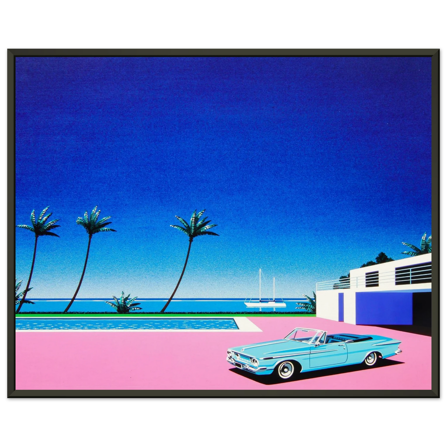 Hiroshi Nagai  Pink Driveway Framed Art Print  - Aluminum Frame - 70x100 cm / 28x40 inches