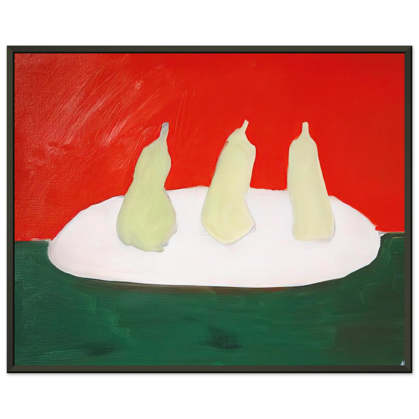 Nicolas de Stael  Nature morte poires fond vert et orange  Art Informel Framed Art Print  - Aluminum Frame - 70x100 cm / 28x40 inches
