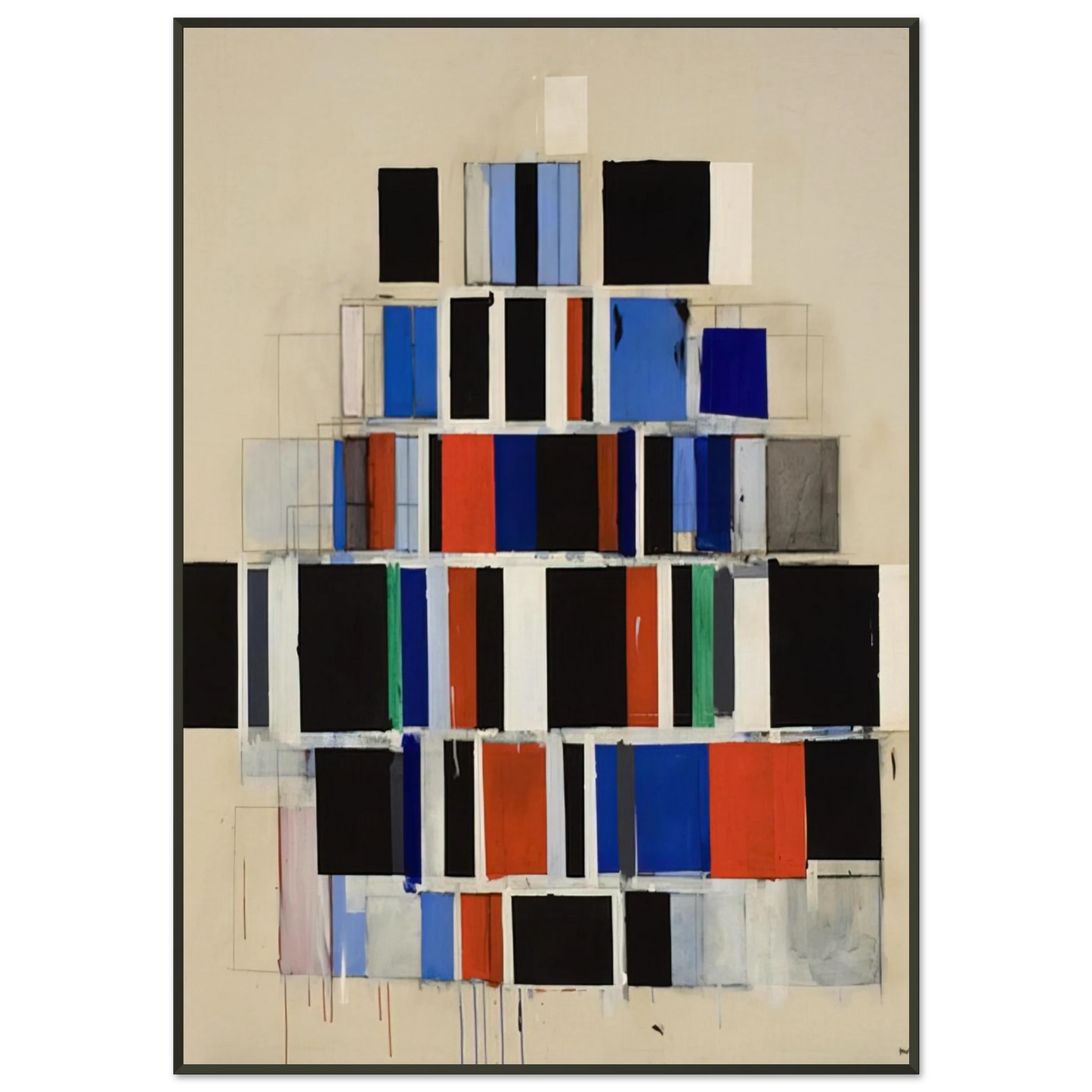 Robert Goodnough  Large Rectangles Large  1965 Framed Art Print  - Aluminum Frame - 21x29.7 cm / 8x12"