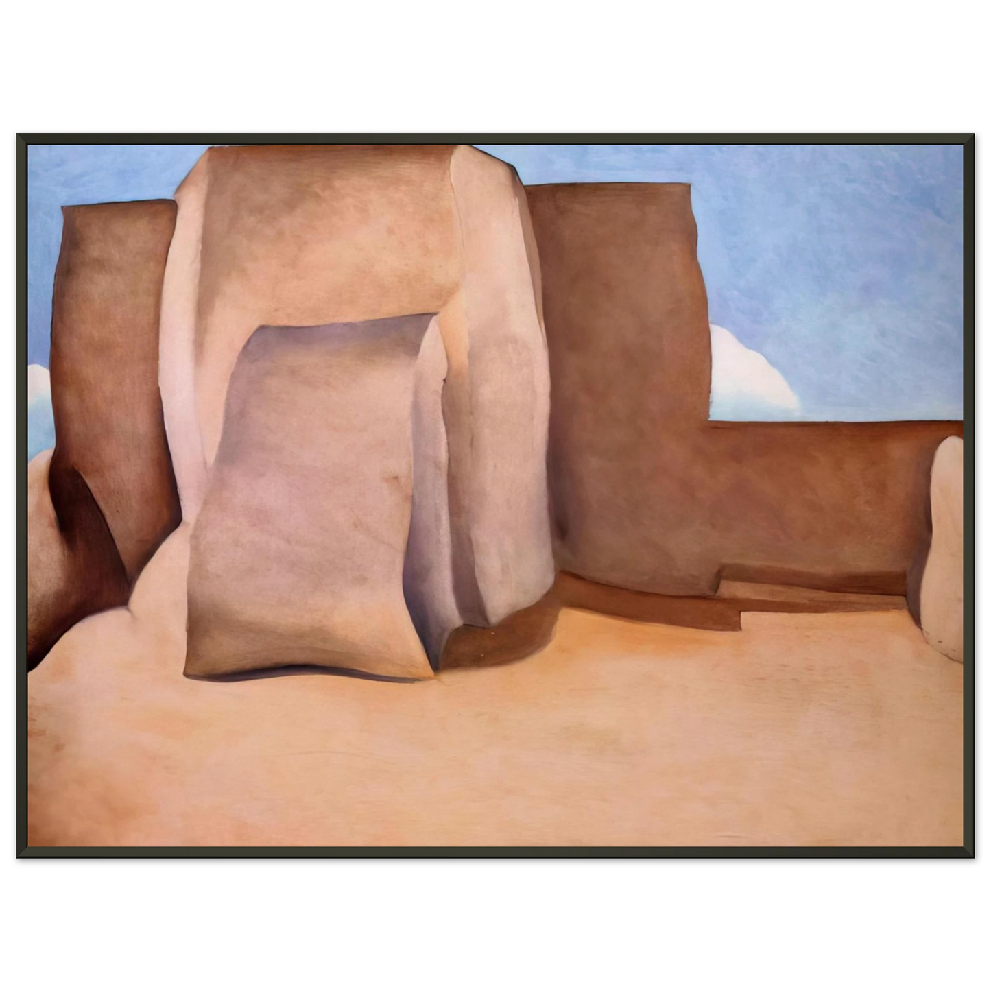 Georgia OKeeffe  Ranchos Church New Mexico Framed Art Print  - Aluminum Frame - 60x80 cm / 24x32 inches