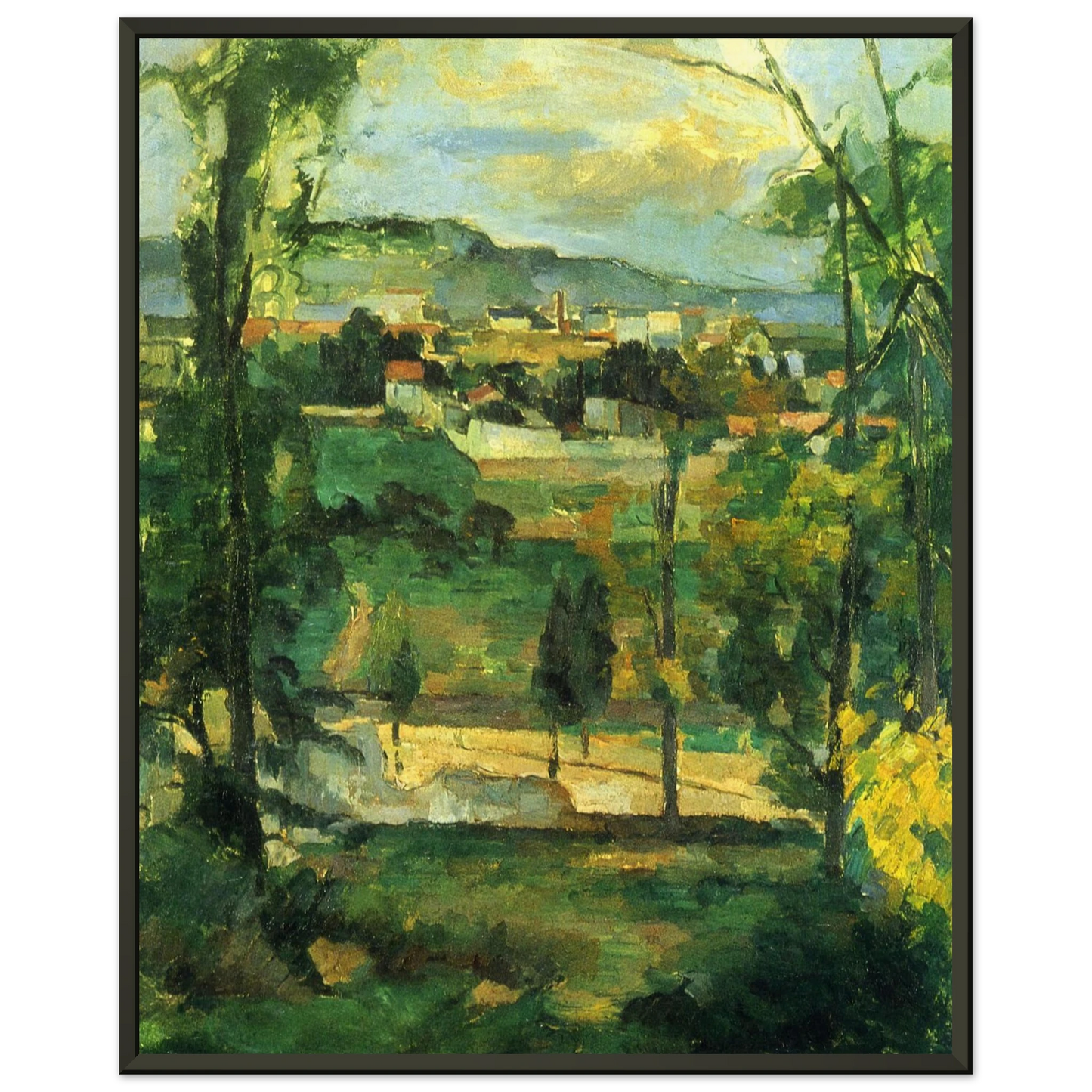 Paul Cezanne  Village behind Trees Framed Art Print  - Aluminum Frame - 70x100 cm / 28x40 inches
