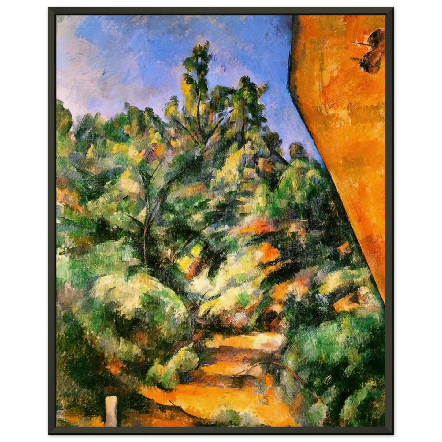 Paul Cezanne  Bibemus The Red Rock Framed Art Print  - Aluminum Frame - 40x50 cm / 16x20 inches