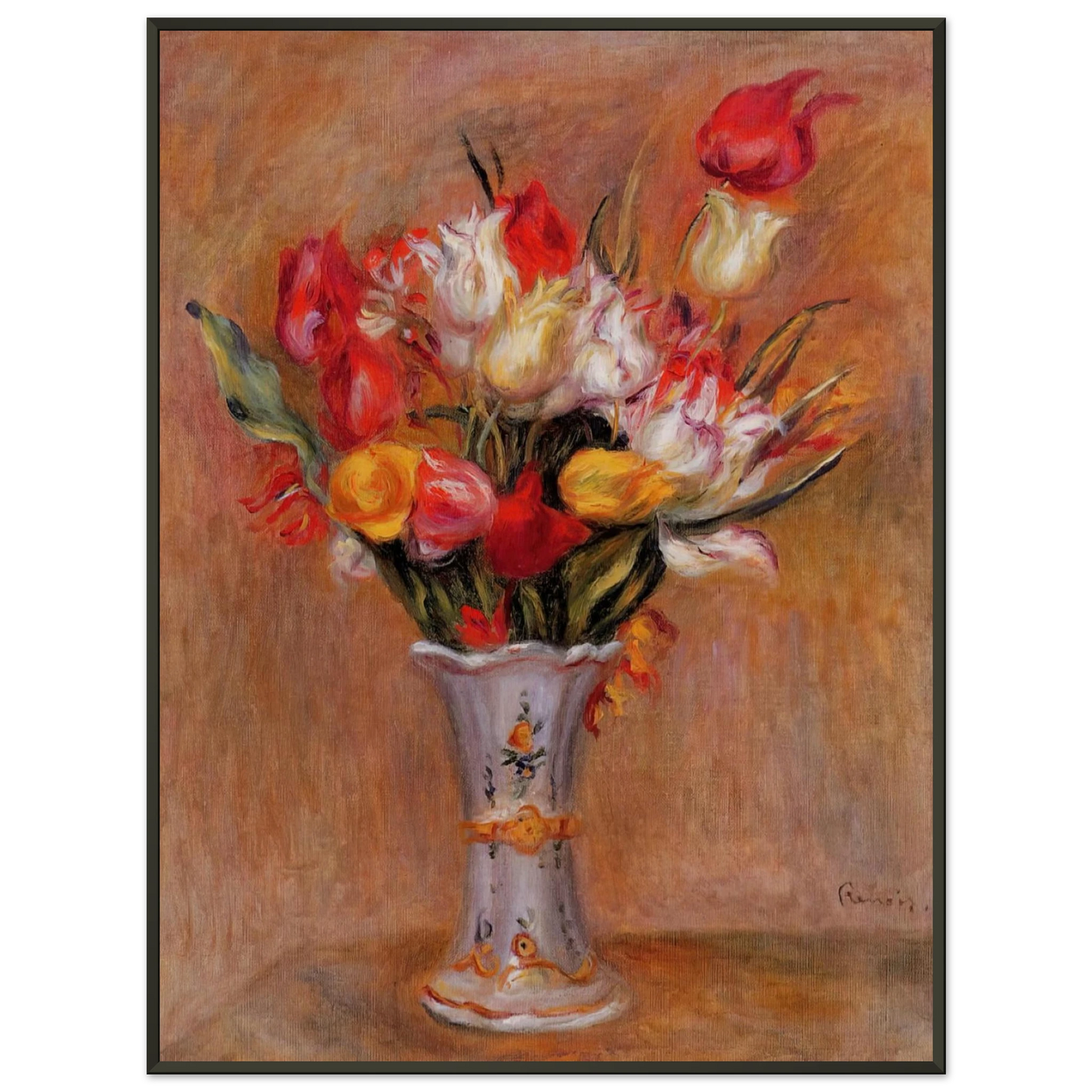 PierreAuguste Renoir  Tulips Framed Art Print  - Aluminum Frame - 40x50 cm / 16x20 inches