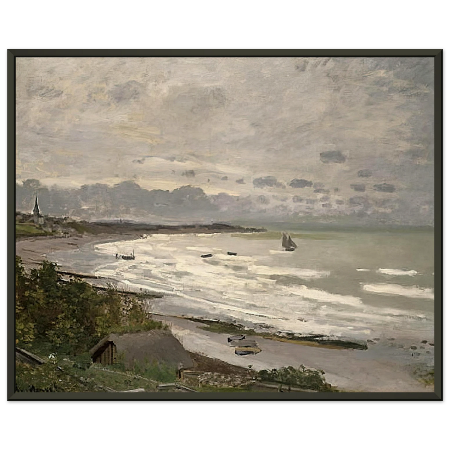 claude monet  The Beach at SaintAdresse Framed Art Print  - Aluminum Frame - 60x80 cm / 24x32 inches