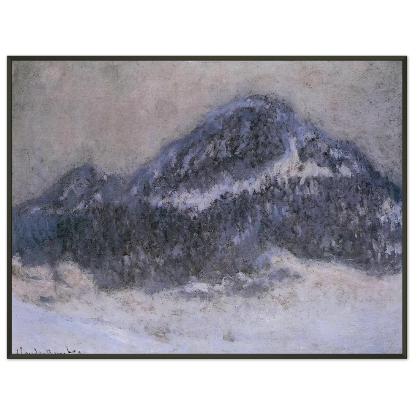 claude monet  Mount Kolsaas in Misty Weather Framed Art Print  - Aluminum Frame - 70x100 cm / 28x40 inches