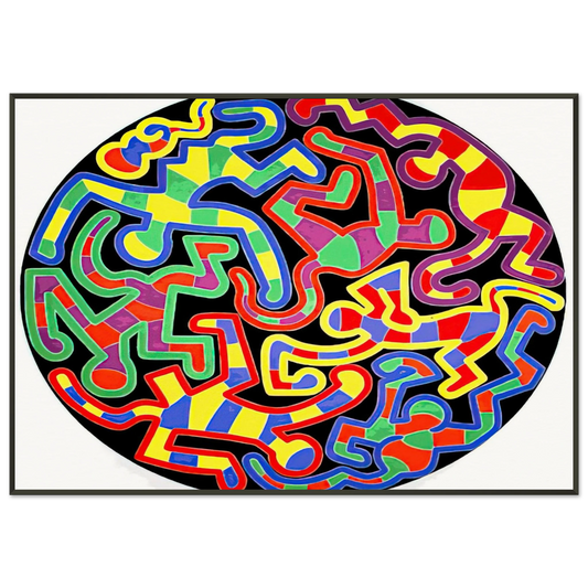 Keith Haring  MONKEY PUZZLE 1988 Framed Art Print  - Aluminum Frame - 21x29.7 cm / 8x12"