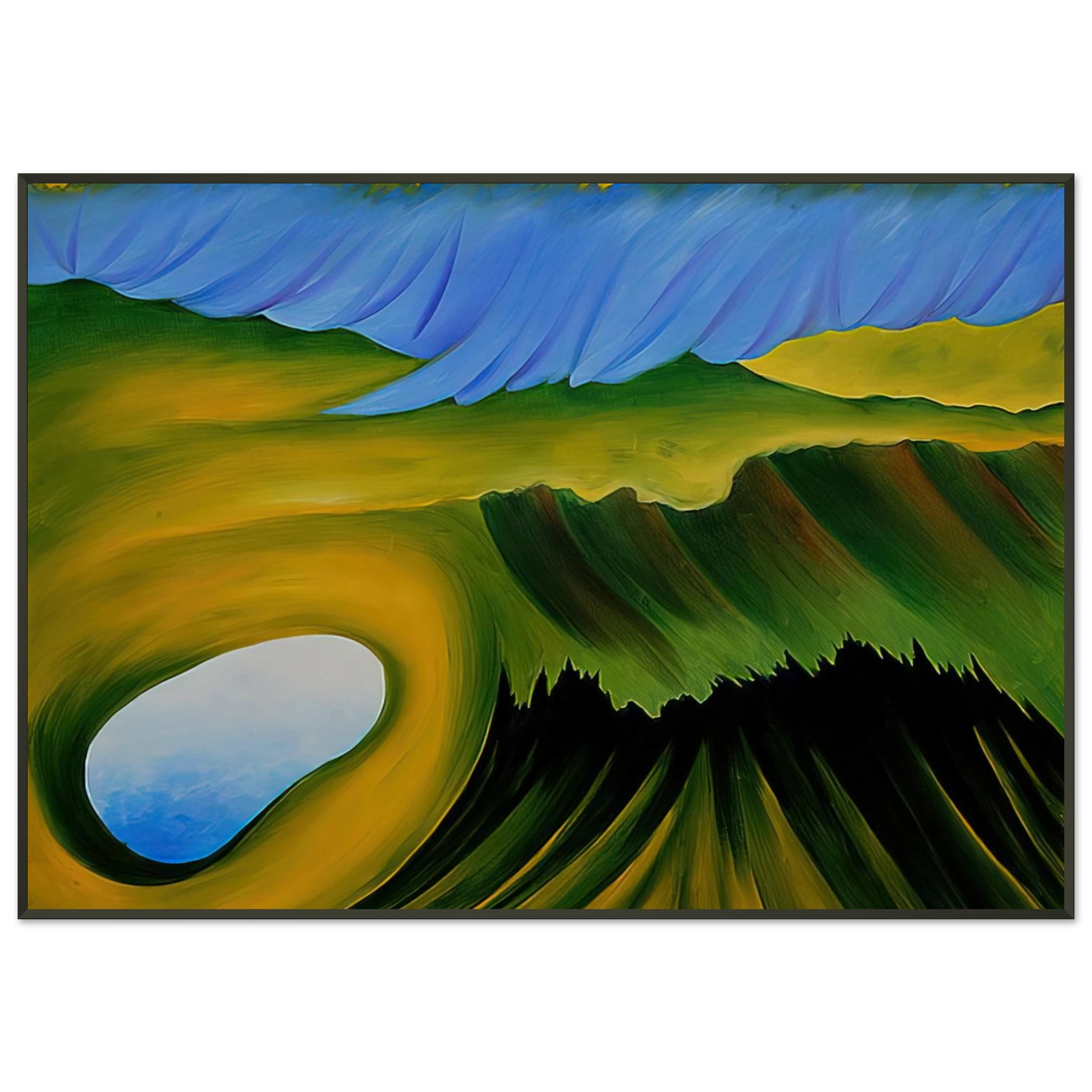 Georgia OKeeffe  Mountains and Lake Framed Art Print  - Aluminum Frame - 21x29.7 cm / 8x12"