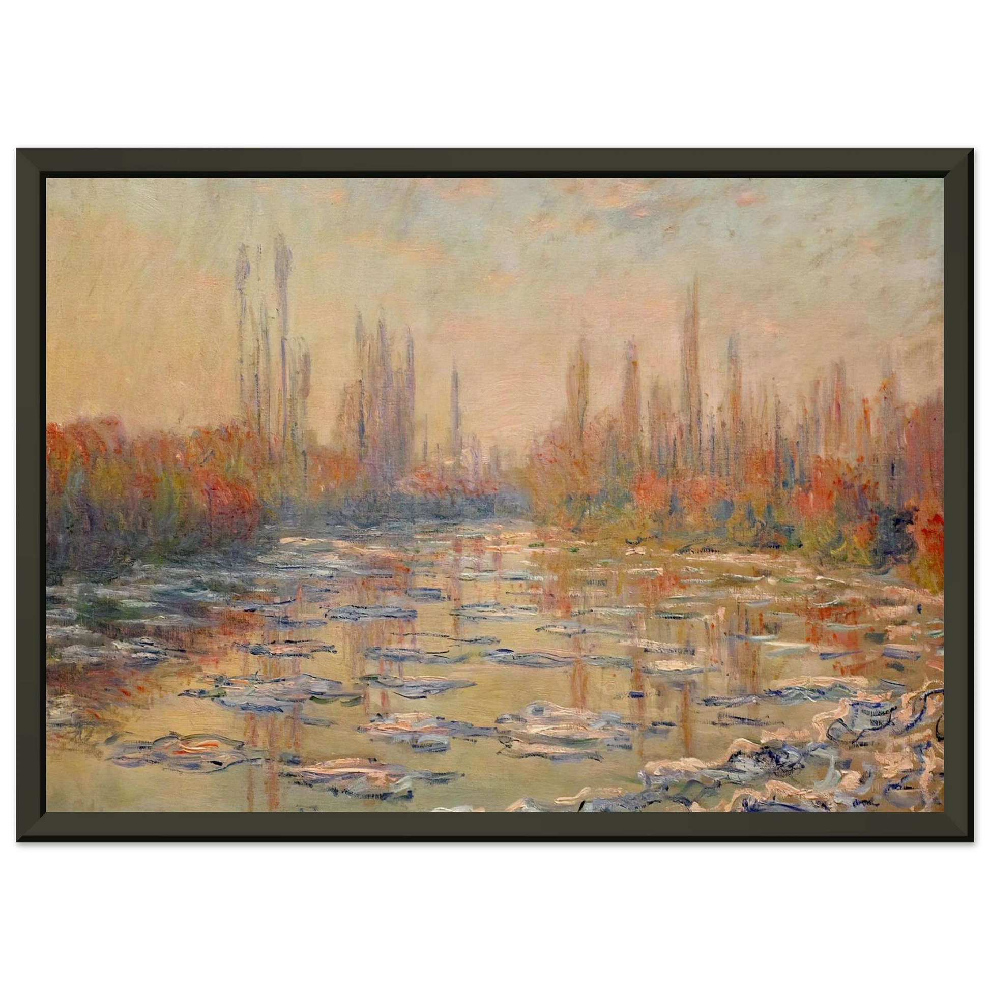 claude monet  Floating Ice on the Seine 02 Framed Art Print  - Aluminum Frame - 60x80 cm / 24x32 inches