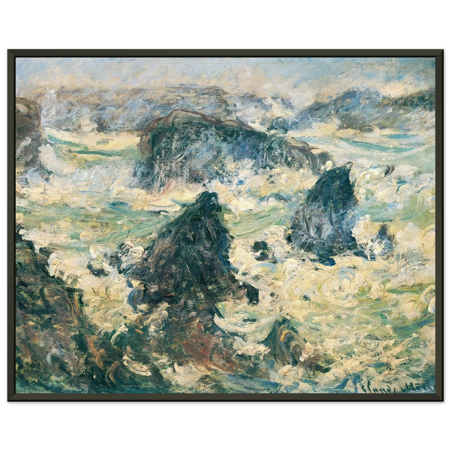 claude monet  Storm on the Cote de BelleIle Framed Art Print  - Aluminum Frame - 70x100 cm / 28x40 inches