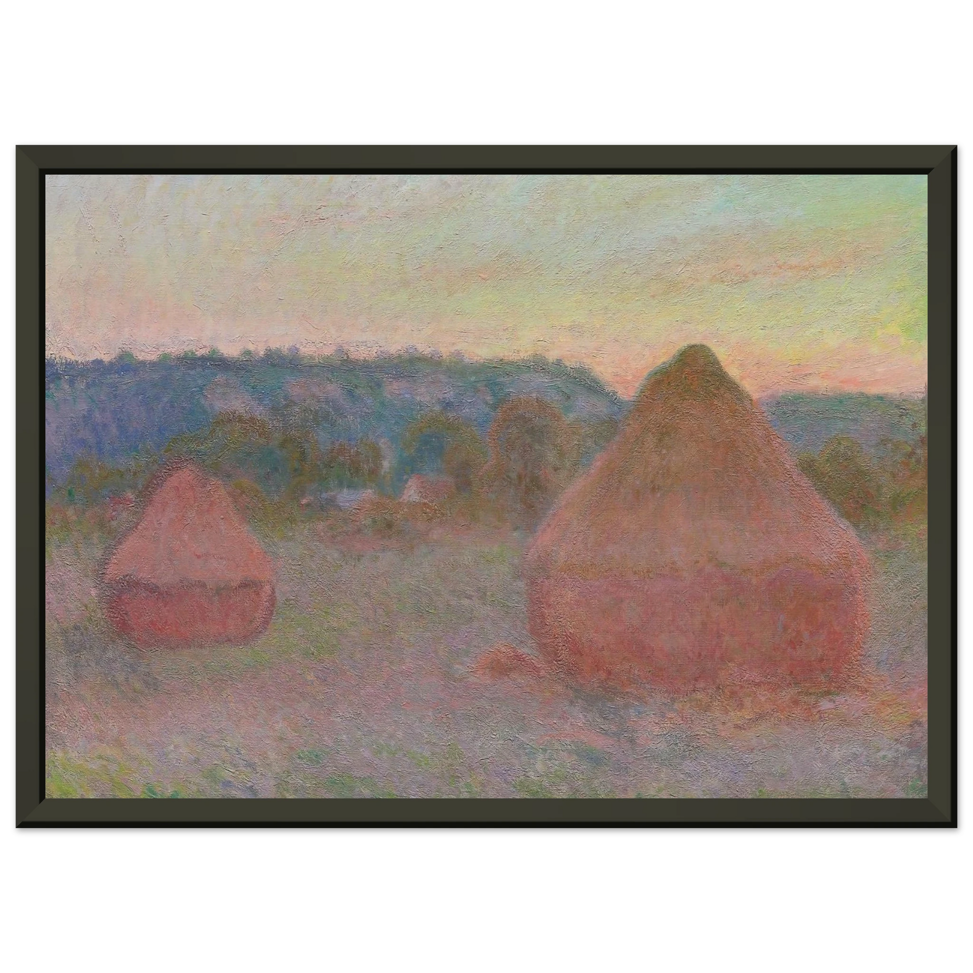 claude monet  Stacks of Wheat End of Day Autumn Framed Art Print  - Aluminum Frame - 70x100 cm / 28x40 inches