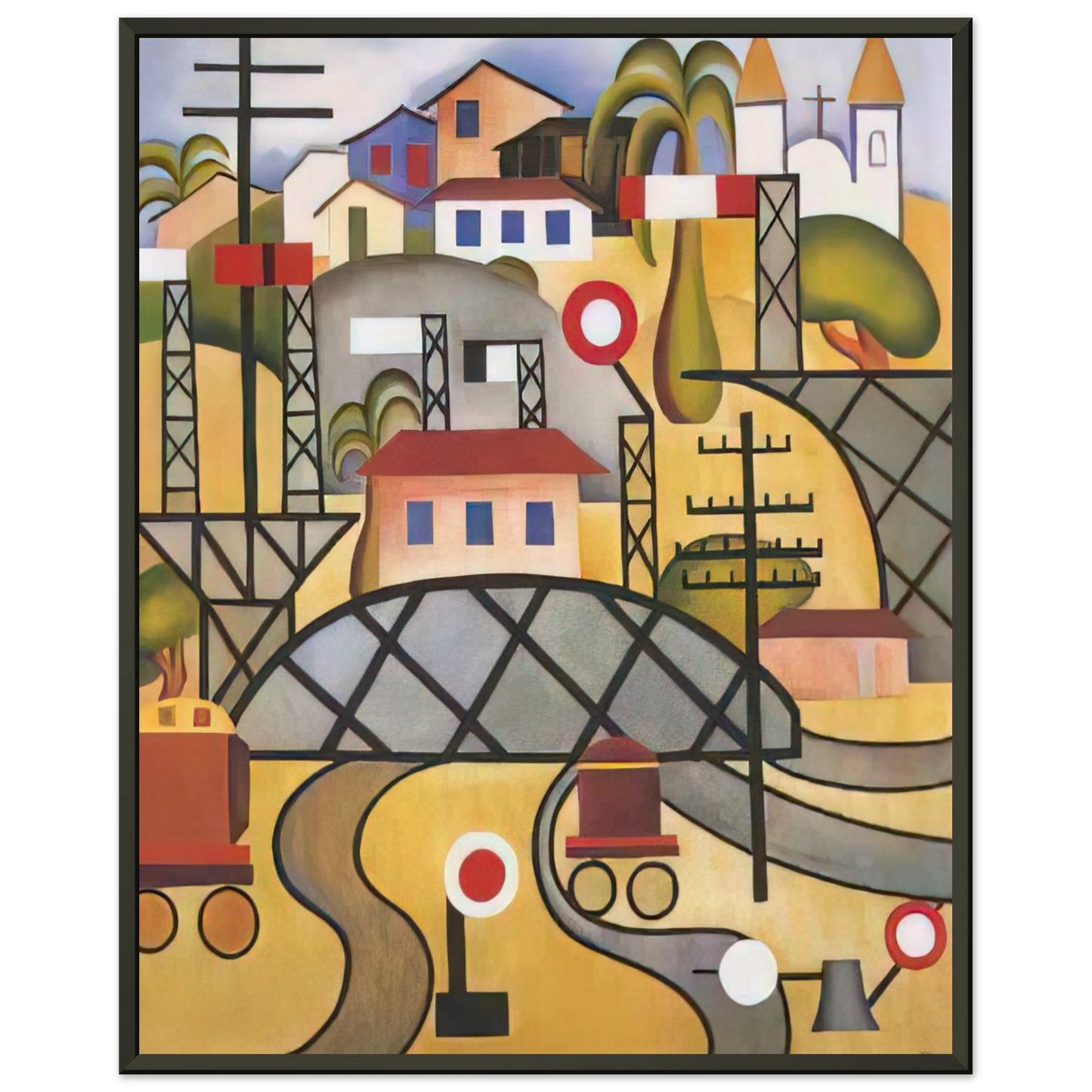 Tarsila do Amaral  EFCB Estrada de Ferro Central do Brasil Framed Art Print  - Aluminum Frame - 60x80 cm / 24x32 inches