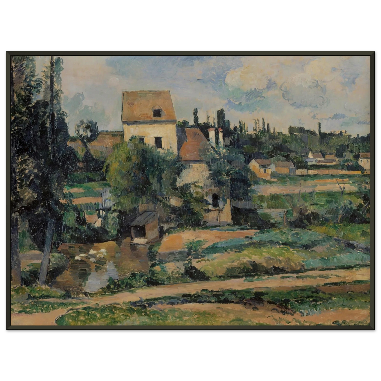 Paul Cezanne  Moulin de la Couleuvre at Pontoise Framed Art Print  - Aluminum Frame - 40x50 cm / 16x20 inches