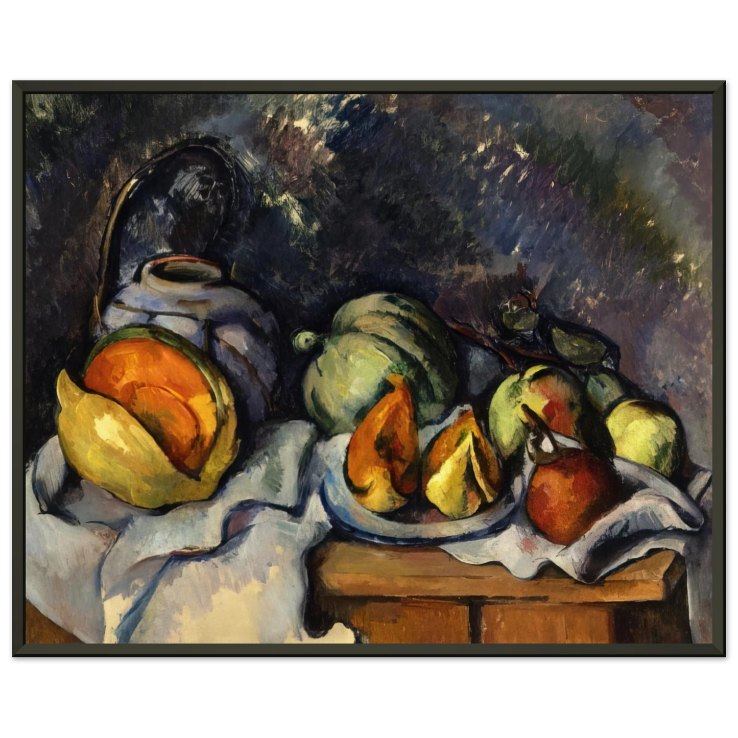 Paul Cezanne  Still Life with Fruit and a Ginger Pot Framed Art Print  - Aluminum Frame - 60x80 cm / 24x32 inches