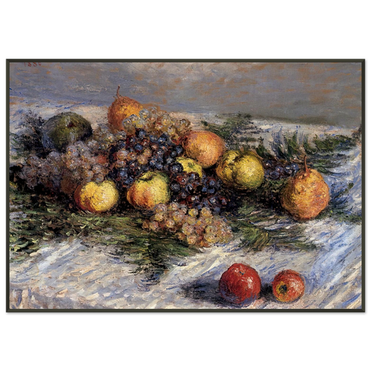 claude monet  Still Life with Pears and Grapes Framed Art Print  - Aluminum Frame - 21x29.7 cm / 8x12"