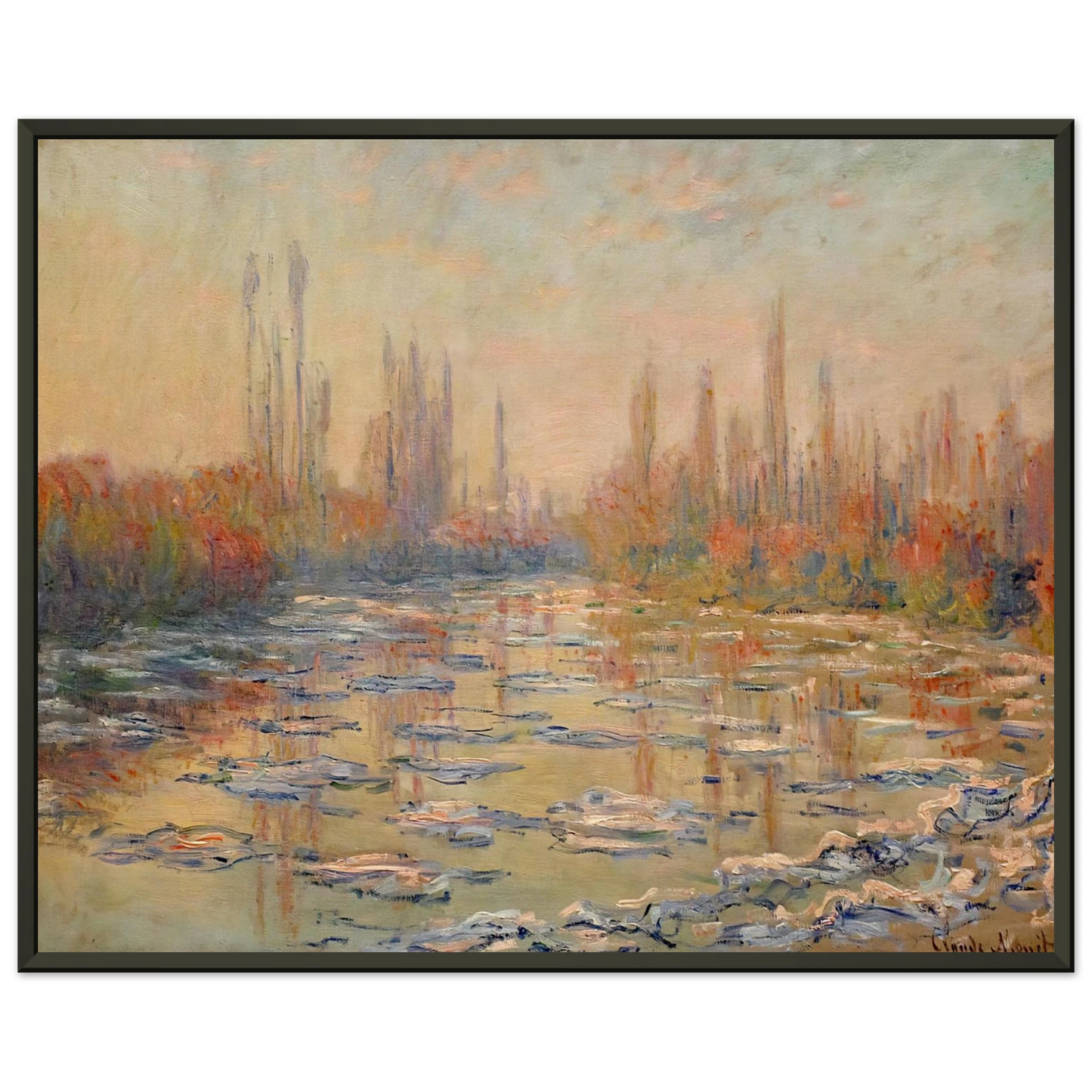 claude monet  Floating Ice on the Seine 02 Framed Art Print  - Aluminum Frame - 70x100 cm / 28x40 inches