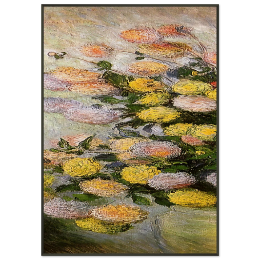 claude monet  Vase of Dahlias Framed Art Print  - Aluminum Frame - 21x29.7 cm / 8x12"