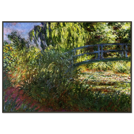 claude monet  The Japanese Bridge The WaterLily Pond and Path by the Water Framed Art Print  - Aluminum Frame - 21x29.7 cm / 8x12"