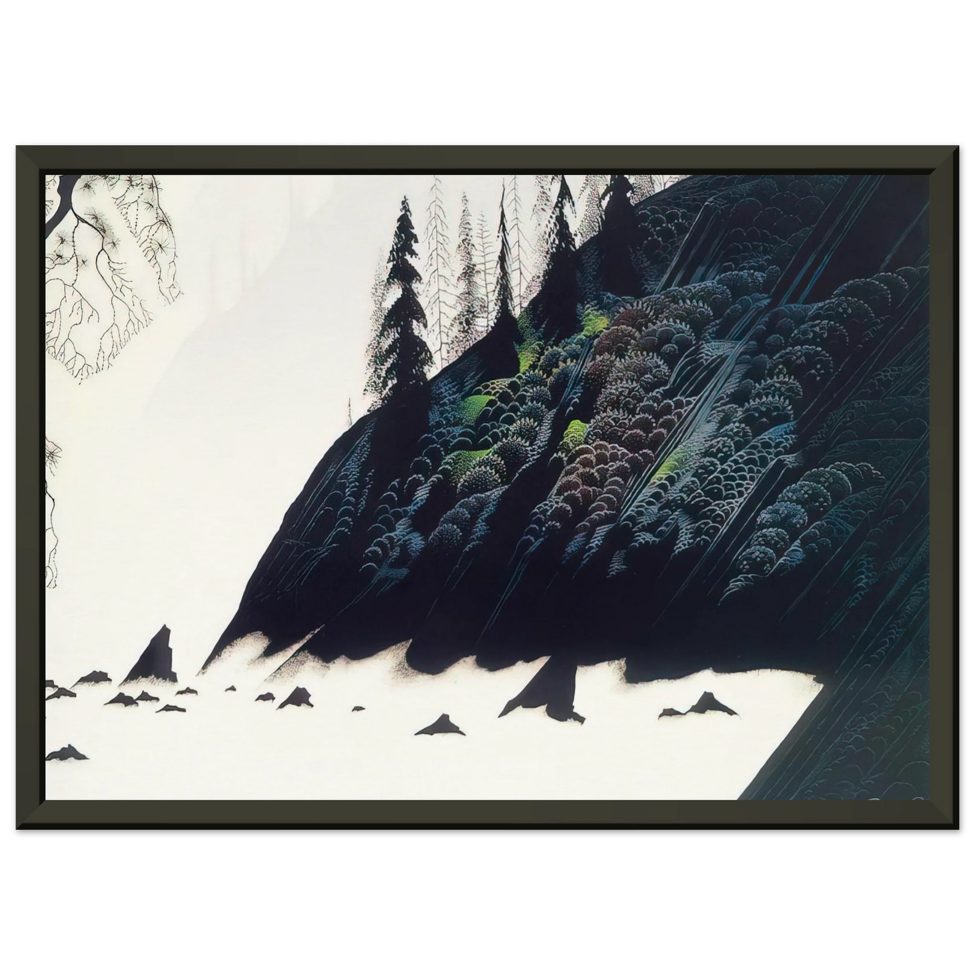Eyvind Earle  Spruce Redwoods and Pine Framed Art Print  - Aluminum Frame - 70x100 cm / 28x40 inches